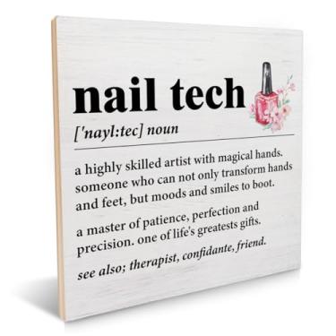 Imagem de Presentes da Nail Tech para mulheres, amigas, presentes de aniversário de Natal para manicure e manicure, placa de madeira para decoração de mesa, placa decorativa de mesa para salão de beleza, salão