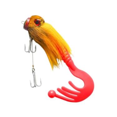 Imagem de Generic Isca de pesca artificial barco de pesca em alto mar rato grande rato de água peludo 3D biônico acessório de pesca isca de pesca em água salgada, Amarelo