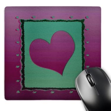 Imagem de 3dRose Mouse pad LLC 20 x 20 x 0,63 cm, moldura de coração rosa e verde em torno de um coração (mp_40557_1)