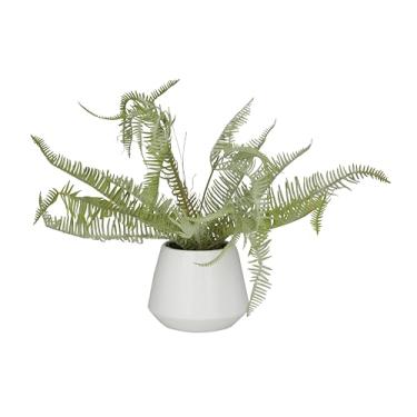 Imagem de Deco 79 Folhagem artificial de cerâmica contemporânea, plantas artificiais em vaso, plantas de escritório para casa, banheiro, quarto, cozinha, mesa, 48 cm C x 30 cm L x 35 cm A, branco