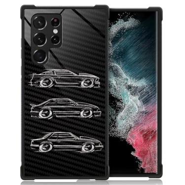 Imagem de CARLOCA Compatível com Samsung Galaxy S23 Ultra, preto e branco vetor carro design arte moda padrão design para meninas à prova de choque anti-arranhões capa traseira rígida PC para Samsung Galaxy S23