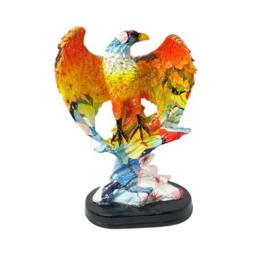 Imagem de XLWLLNJ Estátua de resina esculturas de águia com base para decoração de casa artesanato ornamento estatueta de animal para corredor mesa sala de estar, Laranja