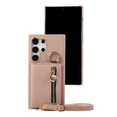 Imagem de Capa de celular tipo carteira crossbody para Samsung Galaxy S24 Ultra S23 S22 Plus A15 A35 A55 A05 A05S A25 A54 A24 A34 A14 Capa de couro, rosa, para Galaxy A24 (4G5G)