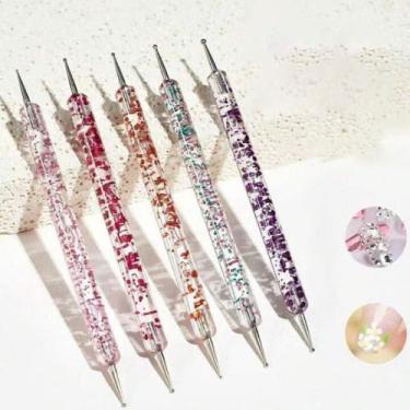 Imagem de Kit de Boleadores para Unhas Dupla Ponta, 5 Peças, Design em Folhas de Ouro, Cores Sortidas