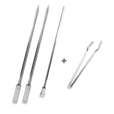 Imagem de Kit 3x Espetos Espada, Coração 50cm E Pegador De Carne Ino - INOX LAUR