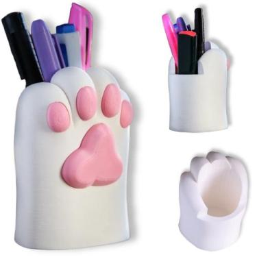 Imagem de Porta Lápis Pata de Gato Organizador de Mesa Escritório - Plastk Decor