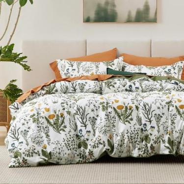 Imagem de Capa de Edredom Bedsure King Size - 100% Algodão, Reversível e Floral