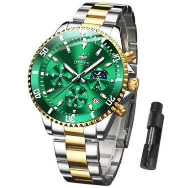 Imagem de Relógio OLEVS Masculino - Quartzo Redondo Verde com Mostrador 42,5 mm