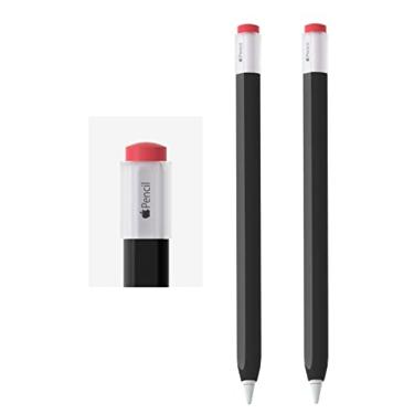 Imagem de 1 estojo de silicone para lápis compatível apenas com Apple Pencil 2ª geração, acessórios de capa protetora (leia as instruções de instalação) [Preto]