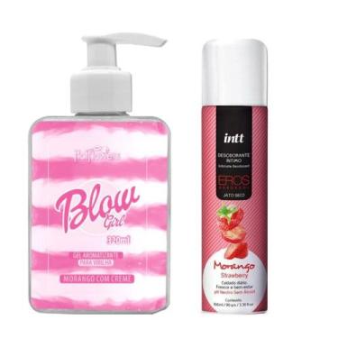 Imagem de Desodorante Intimo Feminino Morango Gel Blow Girl Creme Kit - Hot Flow