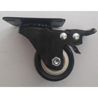 Imagem de Rodizio giratório black para carrinhos e  móveis roda preta com freio 