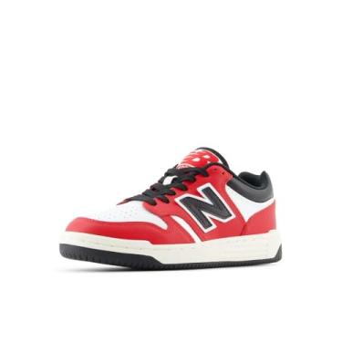 Imagem de New Balance Tênis infantil feminino 480 V1 com cadarço, Team Red/White/Black, 20