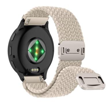 Imagem de RosMank Pulseira de relógio trançada de 22 mm compatível com Garmin Venu 3/Venu 2/Vivoactive 4/Active, pulseira de substituição de tecido de nylon para Garmin Forerunner 265/Forerunner 255, branca
