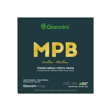 Imagem de Encordoamento violao nailon giannini mpb preto-prata genwbs