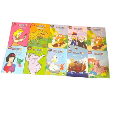 Imagem de Kit 5 mini Livros Infantis de colorir tema variado Historias