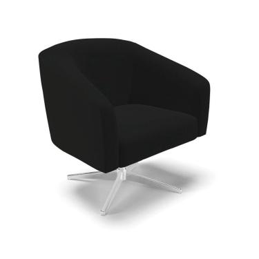 Imagem de Cadeira Sala De Jantar Giratória Base Cromada Stella Linho D03 - D'rossi Cor Preto