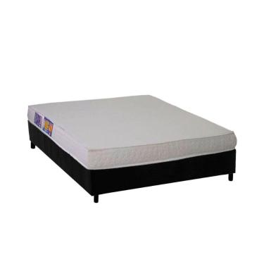 Imagem de Conjunto Box Viúva: Colchão Espuma Ortobom D23 Light Saúde + Base Crc Suede Black(128x188)