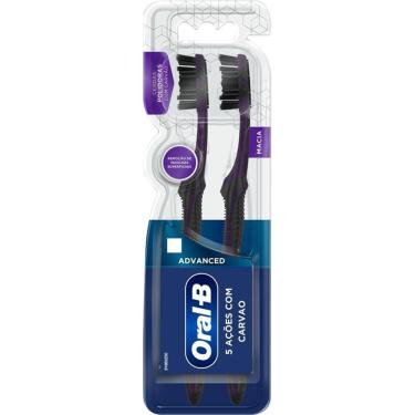 Imagem de Escova Dental Oral-B 5 Ações com Carvão Advanced Macia - 2 Unidades
