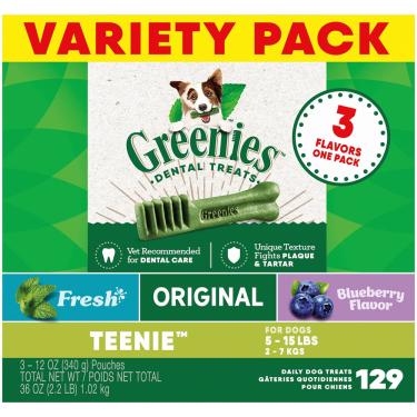 Imagem de Cuidados dentários para cães Chews Greenies Teenie 3-Flavor 129 guloseimas
