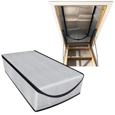 Imagem de Storystore Capa de isolamento de porta do sótão 63,5 cm x 137,2 cm x 28 cm - Capa de isolamento de escadas de sótão com economia de energia - Barraca do sótão com zíper de acesso - Isolamento de