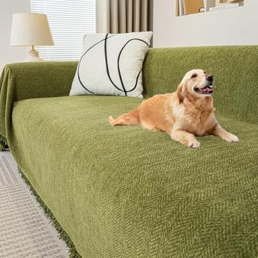 Imagem de Sofa Cover, Waterproof Couch Cover, Thickened Chenille Sofa Cover, Pet-Friendly Wear-Resistant Sofa Cover, Washable Sofa Cover for Living Room(Green,71 * 150in)