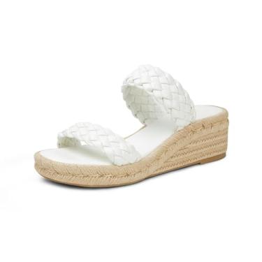 Imagem de Arromic Sandálias de plataforma femininas com alça trançada sandálias deslizantes para mulheres casuais plataforma plataforma anabela slides dedo aberto praia verão sandálias, Branco, 7