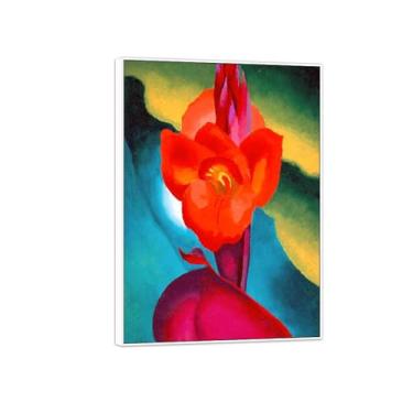 Imagem de MUHJDYC Georgia O'Keeffe Imagem de arte de parede famosa reprodução de impressões em tela quadro branco flores pintura arte de parede para decoração de sala de estar (canna vermelha) 50x70cm-19x27in