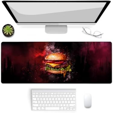 Imagem de VANZEV Mouse pad para jogos Burger, tapete de mouse, tapete de mesa, base de borracha antiderrapante para computadores, laptop, escritório, escola, acessórios de casa, presentes de decoração 80 x 30