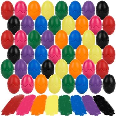 Imagem de LiYiQ 48 peças de giz de cera de ovo para crianças de 1 a 3 anos, 8 cores, cesta de Páscoa, itens essenciais de cesta de Páscoa para crianças, materiais de arte pré-escolares e presentes de Páscoa