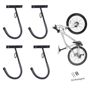 Imagem de Kit 4 Ganchos Suporte para Pendurar Bicicleta na Parede - loolo
