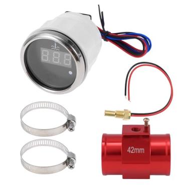 Imagem de A ABSOPRO Kit universal de medidor de temperatura da água digital de 4,16 cm com adaptador de sensor de radiador de tubo de junta vermelha 100-300F - Visor LED automotivo DC 12V