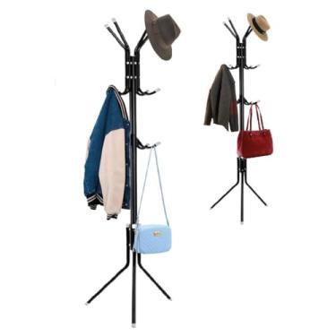 Imagem de Cabideiro De Chão Cabide Organizador Para Roupas Desmontável Reforçado Organização Resistente Multifuncional(PRETO)