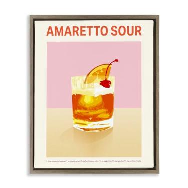 Imagem de Stupell Industries Amaretto Sour Classic Drink Brown Emoldurado Tela flutuante arte de parede, design por Victoria Barnes, 25 x 31
