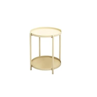 Imagem de Mesa lateral redonda elegante - perfeita para espaços modernos (mesa de centro pequena de camada dupla amarela)