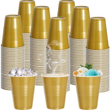 Imagem de Copos de plástico dourado CSSO de 340 g - 120 peças, copos descartáveis de festa para degustações, lanches, churrascos, piqueniques