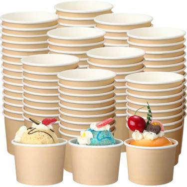 Imagem de Honeydak Pacote com 200 copos de sorvete Kraft para festa, pequenos copos de papel descartáveis para sobremesa, lanches, sundae, iogurte, suprimentos de festa de aniversário de casamento (142 g