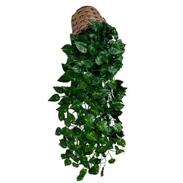 Imagem de Planta Decorativa Vaso Trançado Marrom 3 Pendentes Artificial Folhas De Hera Begonia Jiboia(26,JIBOIA)