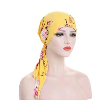 Imagem de Boné de Quimioterapia Feminino com Estampa Floral - Hijab de Algodão E
