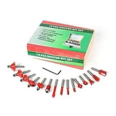 Imagem de Jogo 15 Fresas 8mm Para Tupia + Estojo Madeira - led