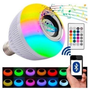 Imagem de Lampada Bluetooth De Led Caixa De Som C Controle Rgb 12W - oem