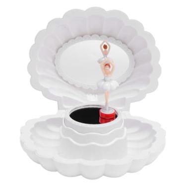 Imagem de Caixa de Jóias Musicais, Caixa de Joias Infantis Fofas Com Espelho de Maquiagem, Caixa de Música 6.3x5.12inch Com Bailarina, Caixa de Armazenamento de Jóias Presente para Meninas (Branco)