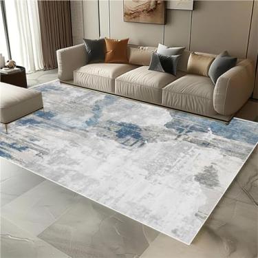 Imagem de Tapete decorativo abstrato estilo nórdico para sala de estar, flanela macia, decoração de quarto, tapete de cor clara para sala de estar, sofá (200 x 300 cm, 78,7 x 118 pol./Flanela-8)