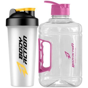 Imagem de Coqueteleira 600ml + Galão Tank 2 Litros Academia Bodyaction, Rosa