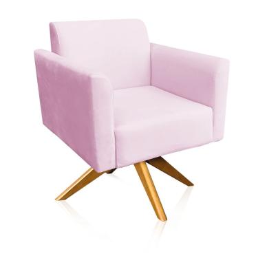 Imagem de Poltrona Giratória Marisa Suede Rosa Bebê