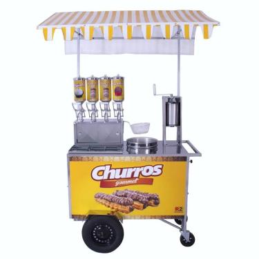 Imagem de Carrinho De Churros Gourmet R2 4 Doceiras E Masseira Fuso Inox R0076
