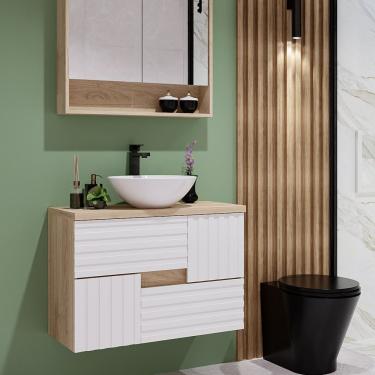 Imagem de Gabinete Para Banheiro 80cm 4 Gavetas Bruna Darabas Agardi Branco