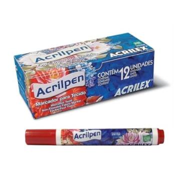 Imagem de Caneta Para Tecido Acrilpen 12 Unidade - Acrilex - Pintura Permanente e Personalização É Ideal Para Personalizar E Detalhar Seus Projetos De Tecido Com Precisão E Durabilidade (507 Vermelho Fogo)