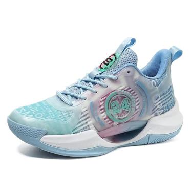 Imagem de Bolognifi Tênis de basquete masculino de alto desempenho, design elegante e funcionalidade superior Equipamento de basquetebol(Sky-blue-color,34 BR)