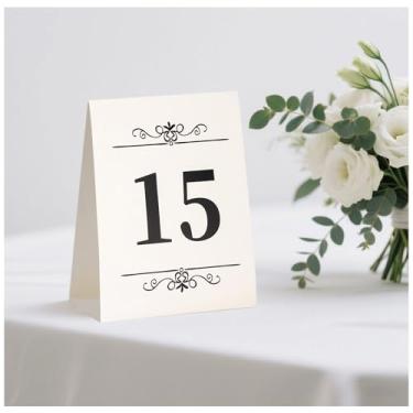 Imagem de Números de mesa de casamento 1-20, cartões de barraca com número de mesa dupla face para recepção de casamento, restaurante, aniversário, chá de bebê, festas, eventos, celebrações