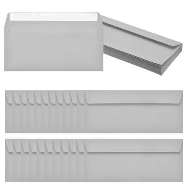 Imagem de PATIKIL Pacote com 24 envelopes comerciais cinza claro nº 10, envelopes coloridos autoselados tamanho carta para convites de escritório de correspondência, 10 x 23 cm